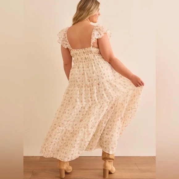 Arula Elisa Chiffon Double Floral Maxi Dress GORGEOUS NWT 0X - Picture 4 of 7